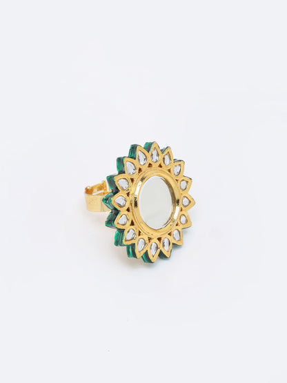 Kundan Cocktail Ring - Ruby Raang