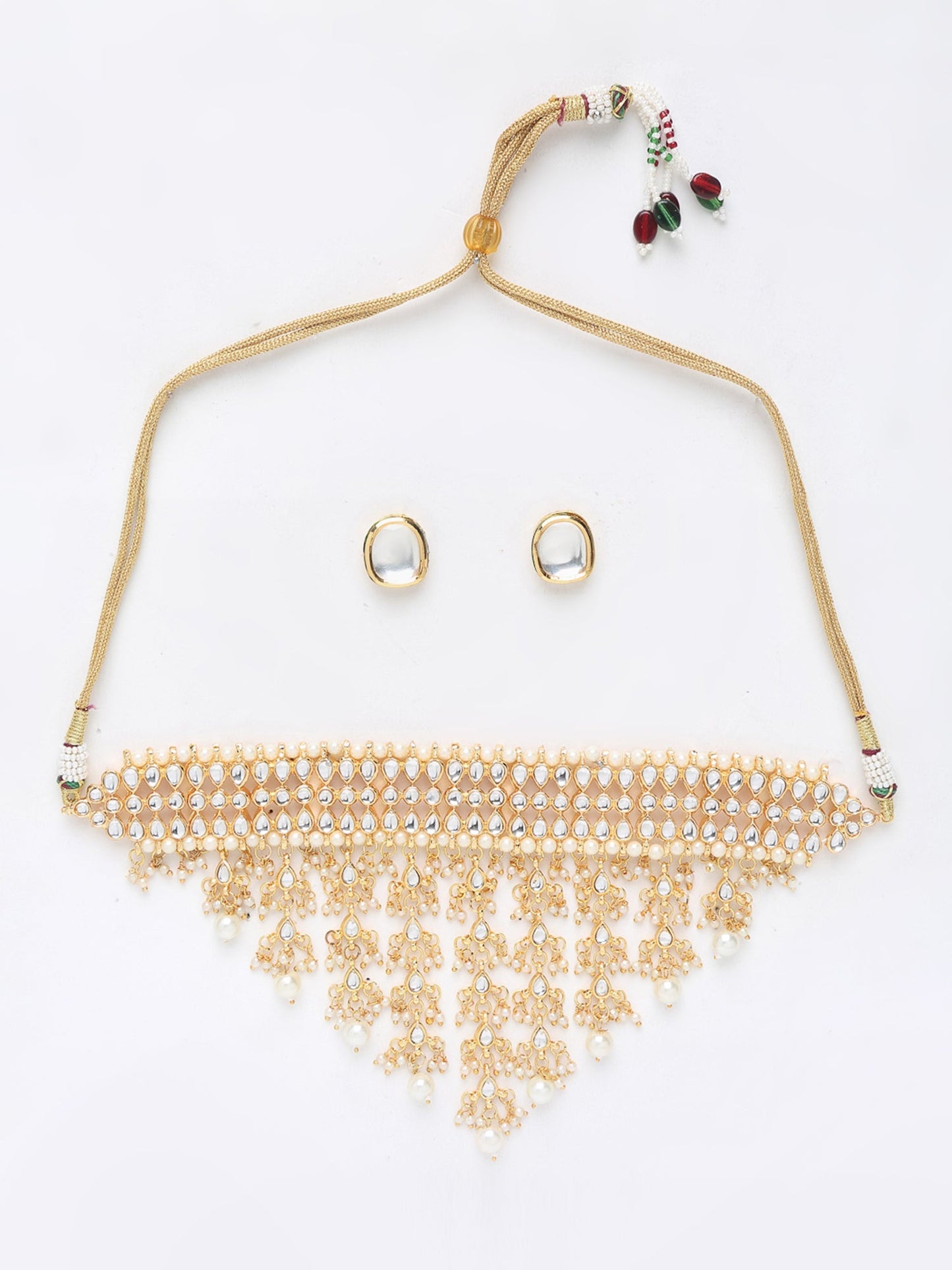 Kundan Choker With Studs - Ruby Raang