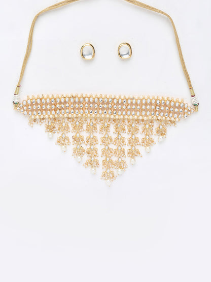 Kundan Choker With Studs - Ruby Raang