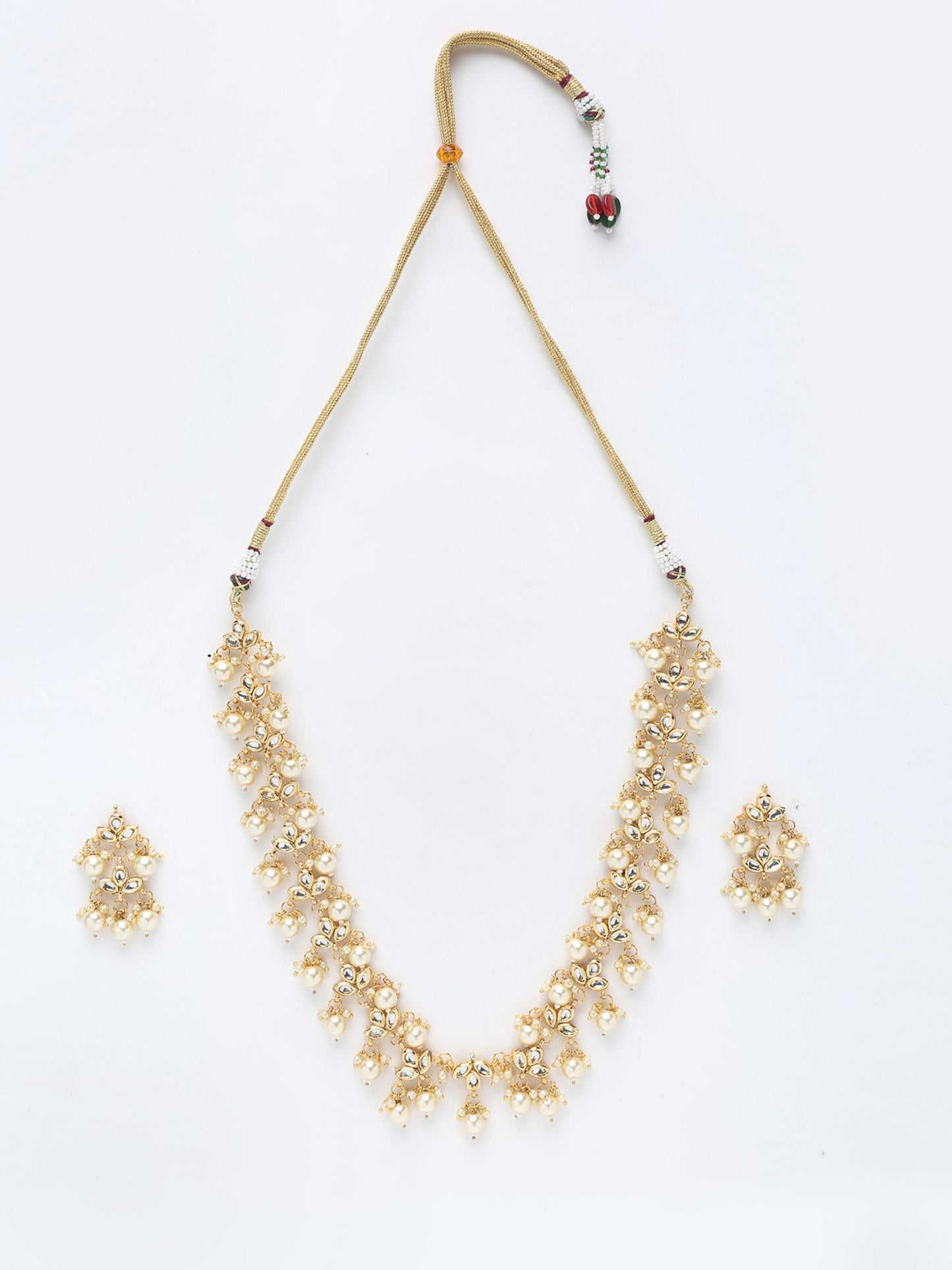 Kundan Neckpiece With Earrings - Ruby Raang