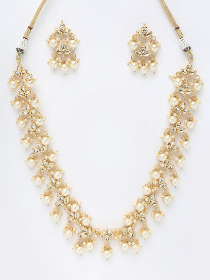 Kundan Neckpiece With Earrings - Ruby Raang