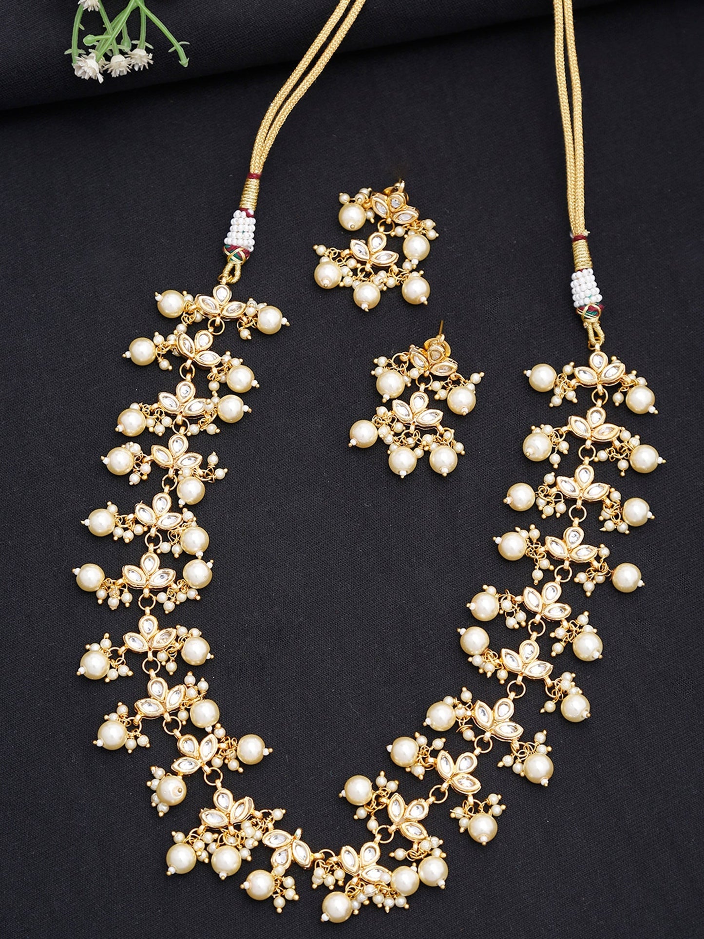 Kundan Neckpiece With Earrings - Ruby Raang