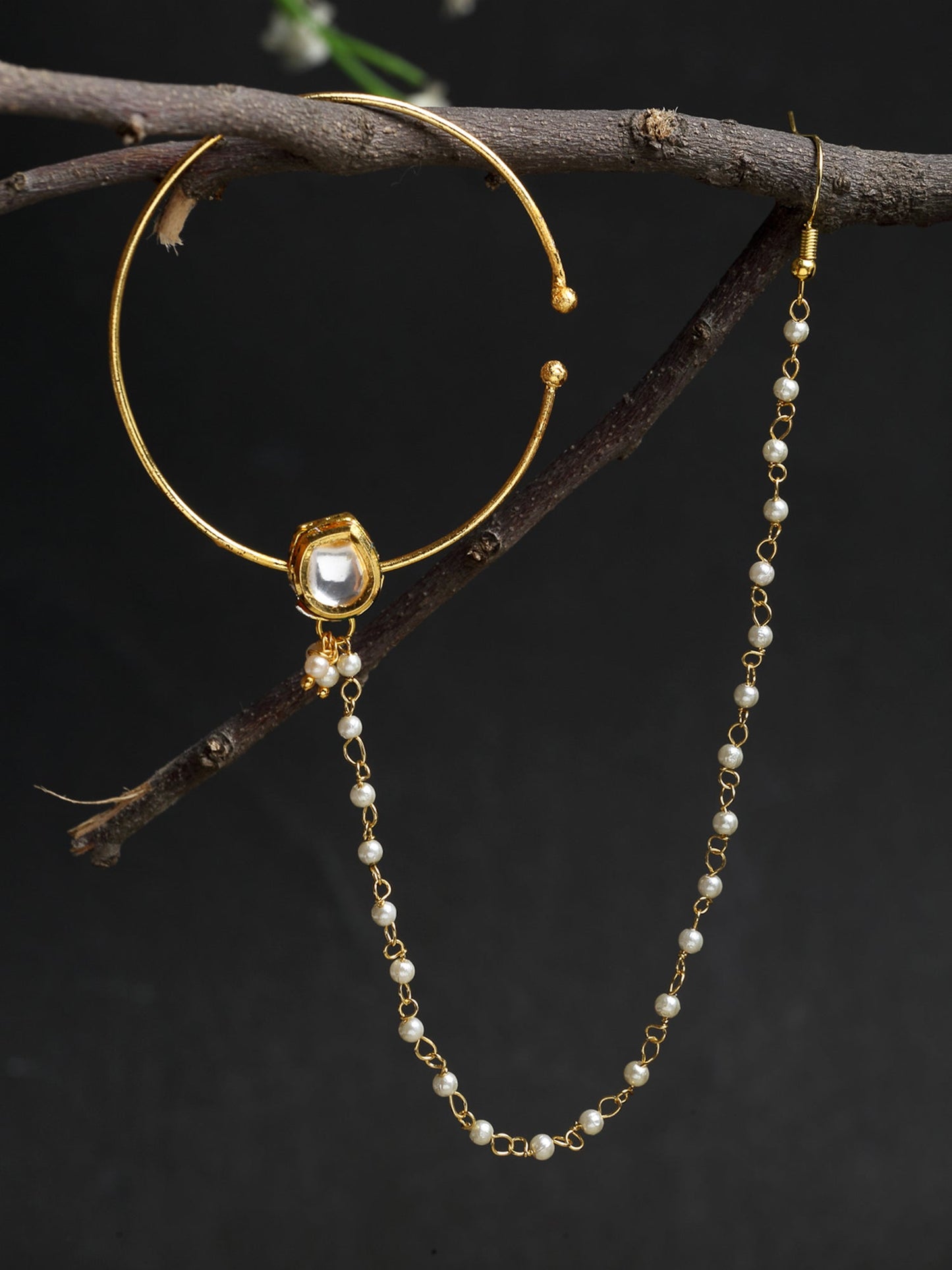 Kundan Nose Ring - Ruby Raang