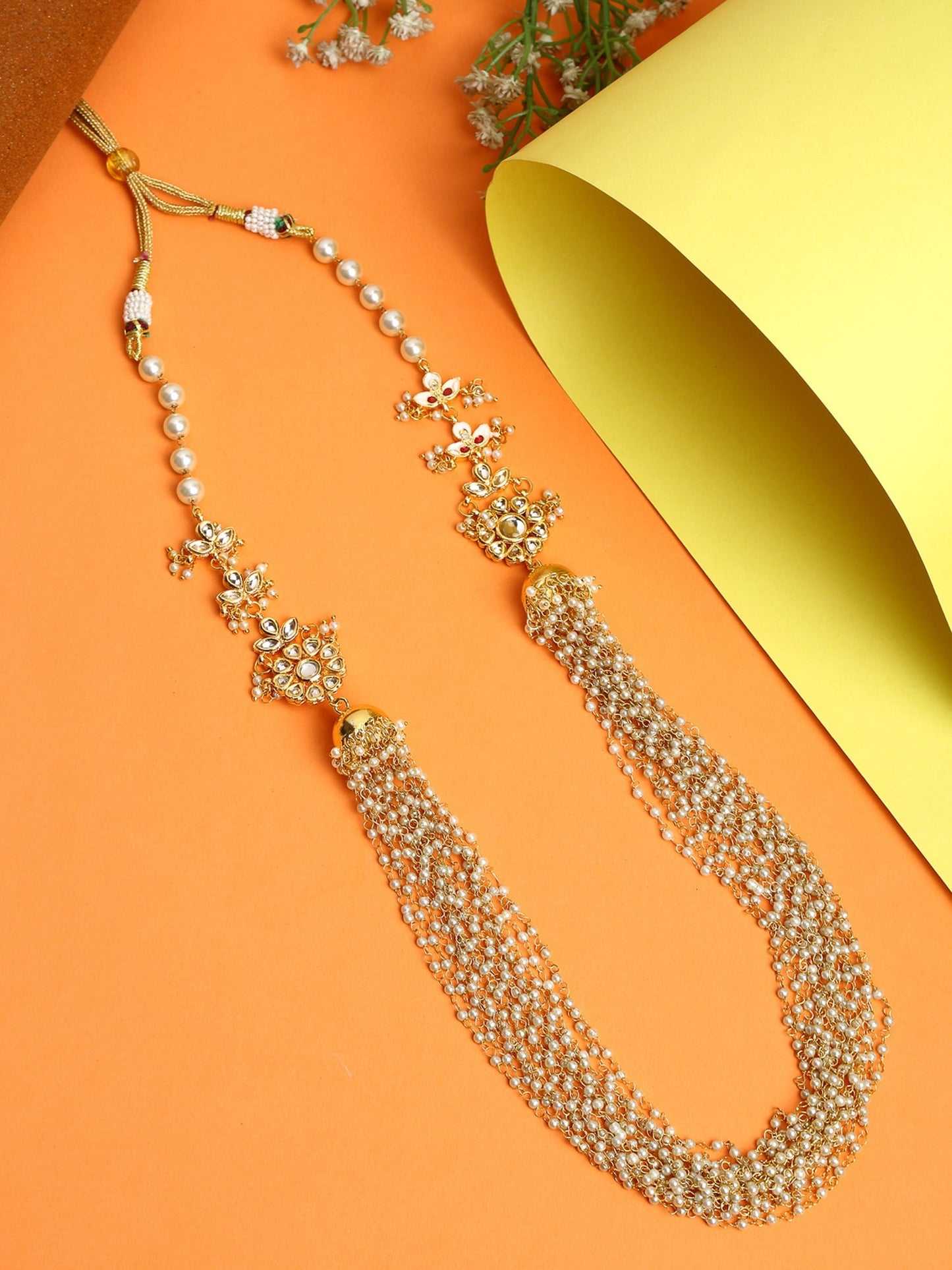Pearl Jhumki Necklace - Ruby Raang