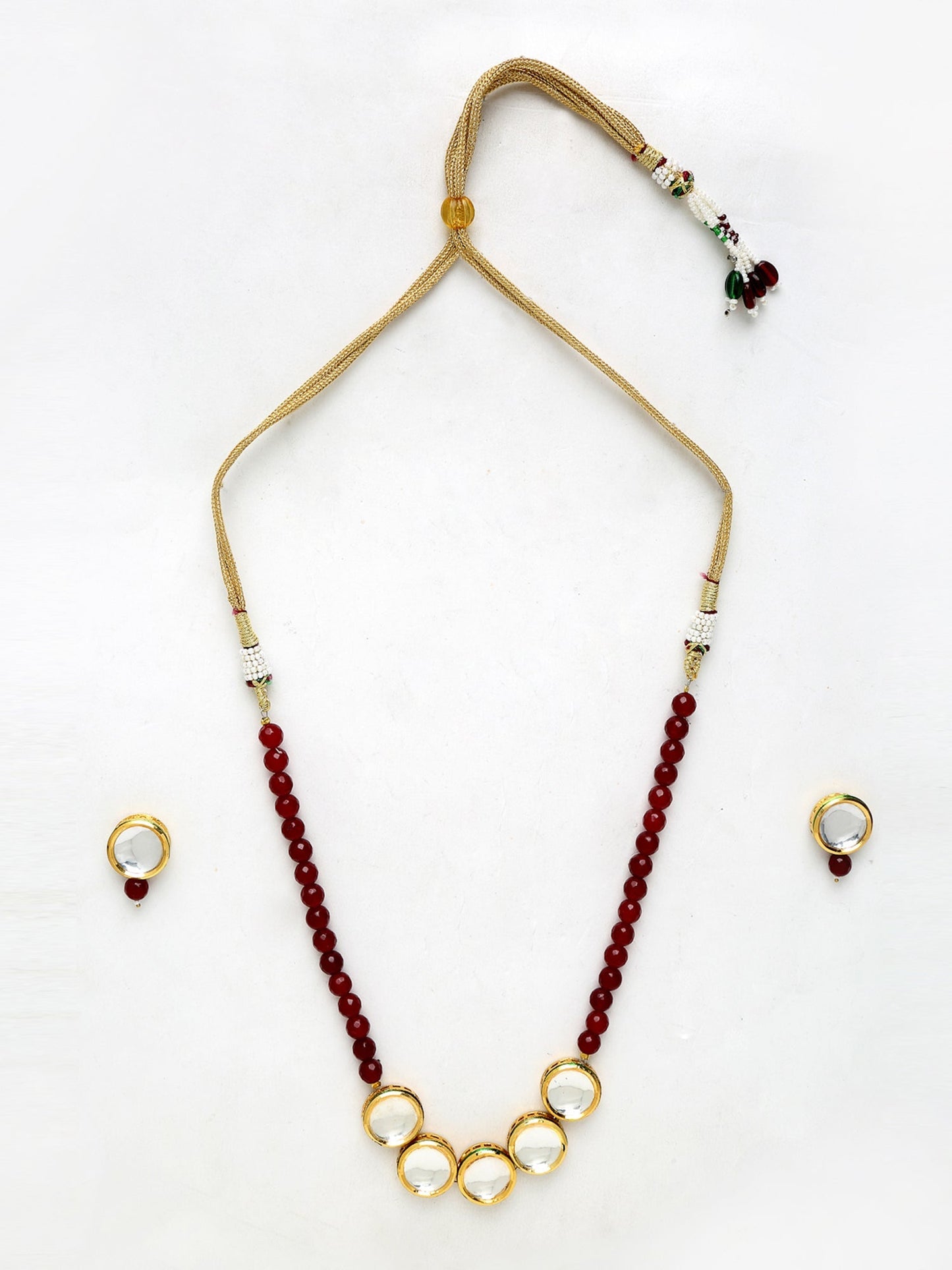 Kundan Neckpiece With Studs - Ruby Raang
