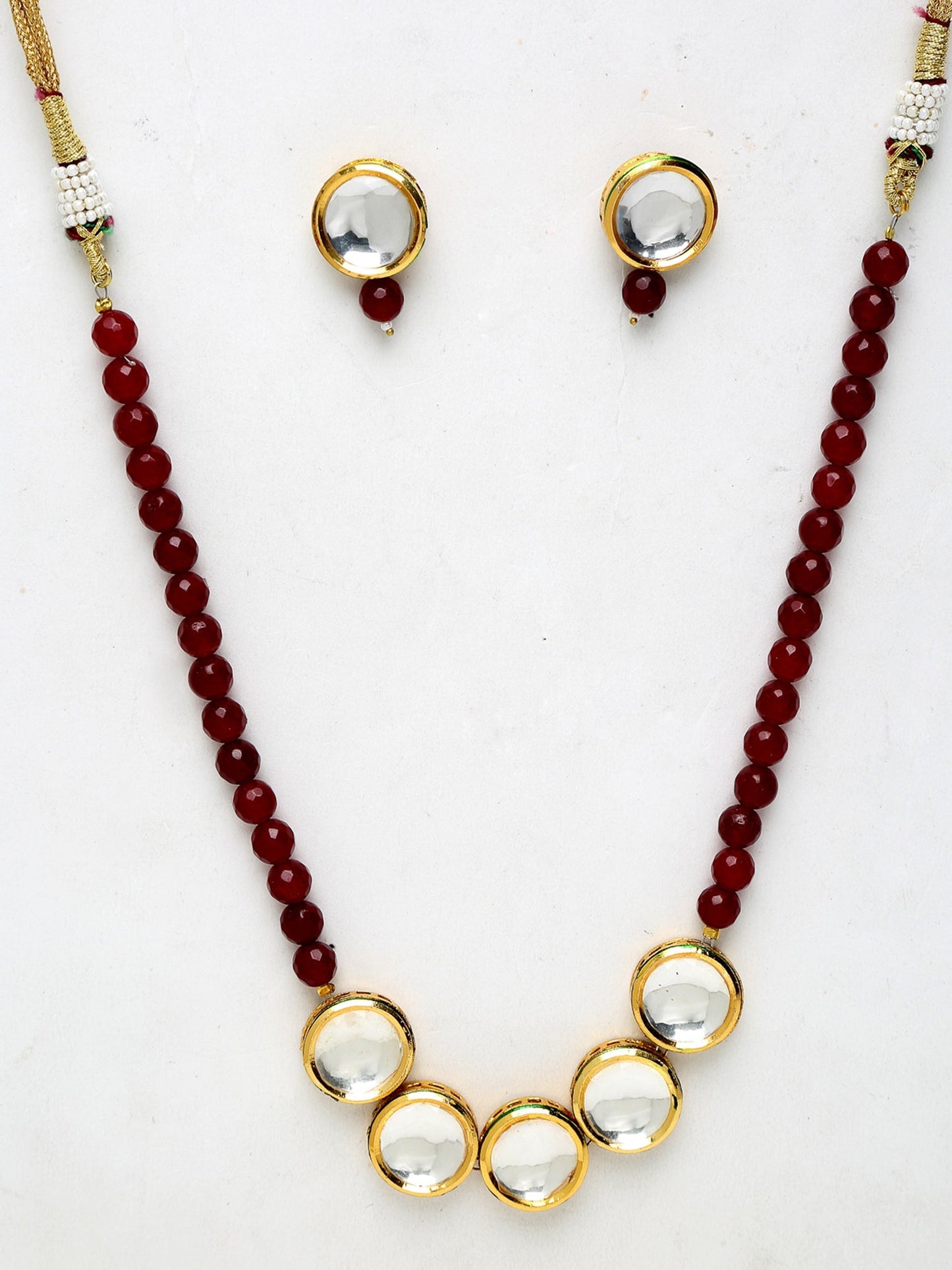 Kundan Neckpiece With Studs - Ruby Raang