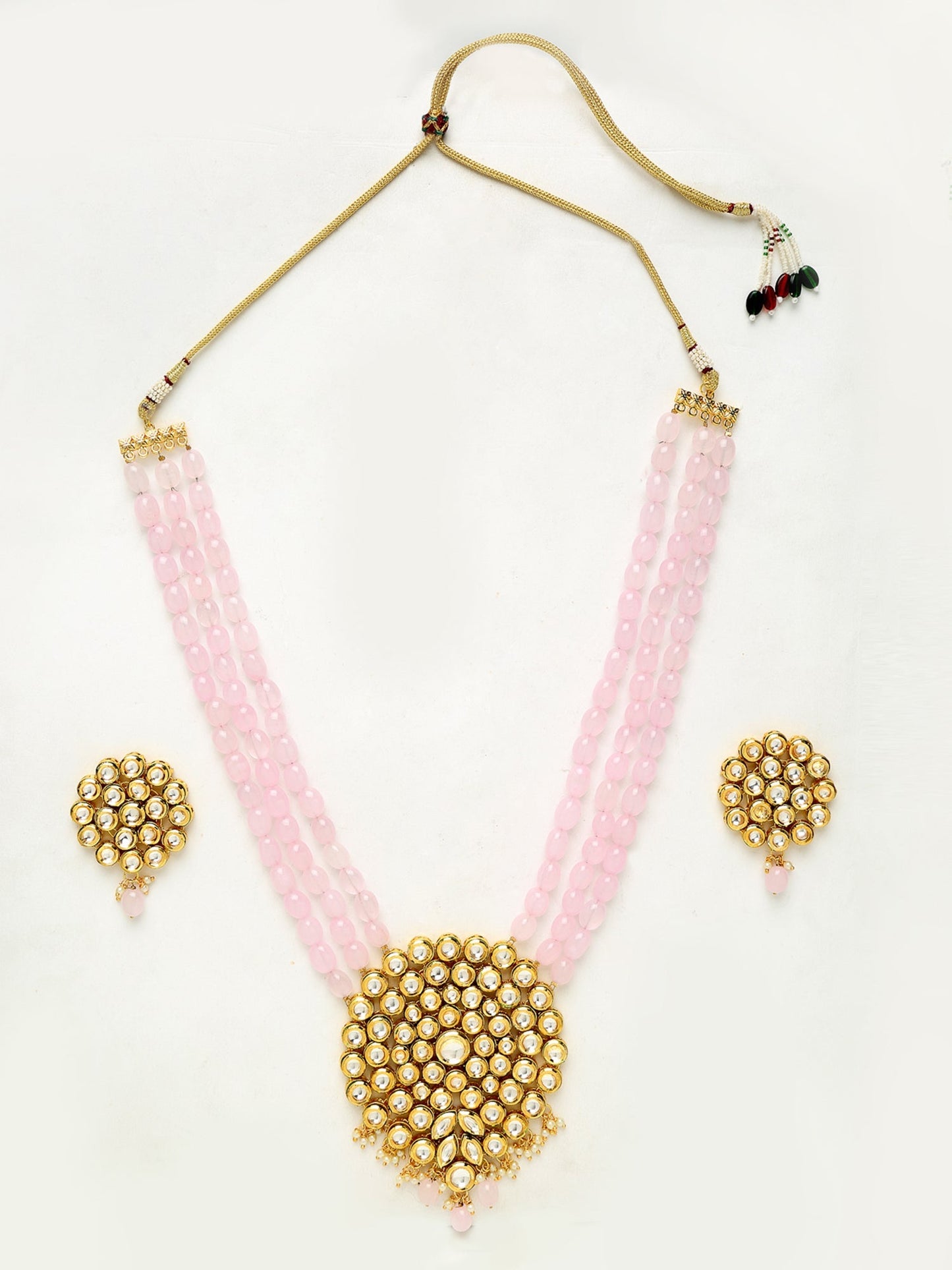 Kundan Neckpiece With Earrings - Ruby Raang