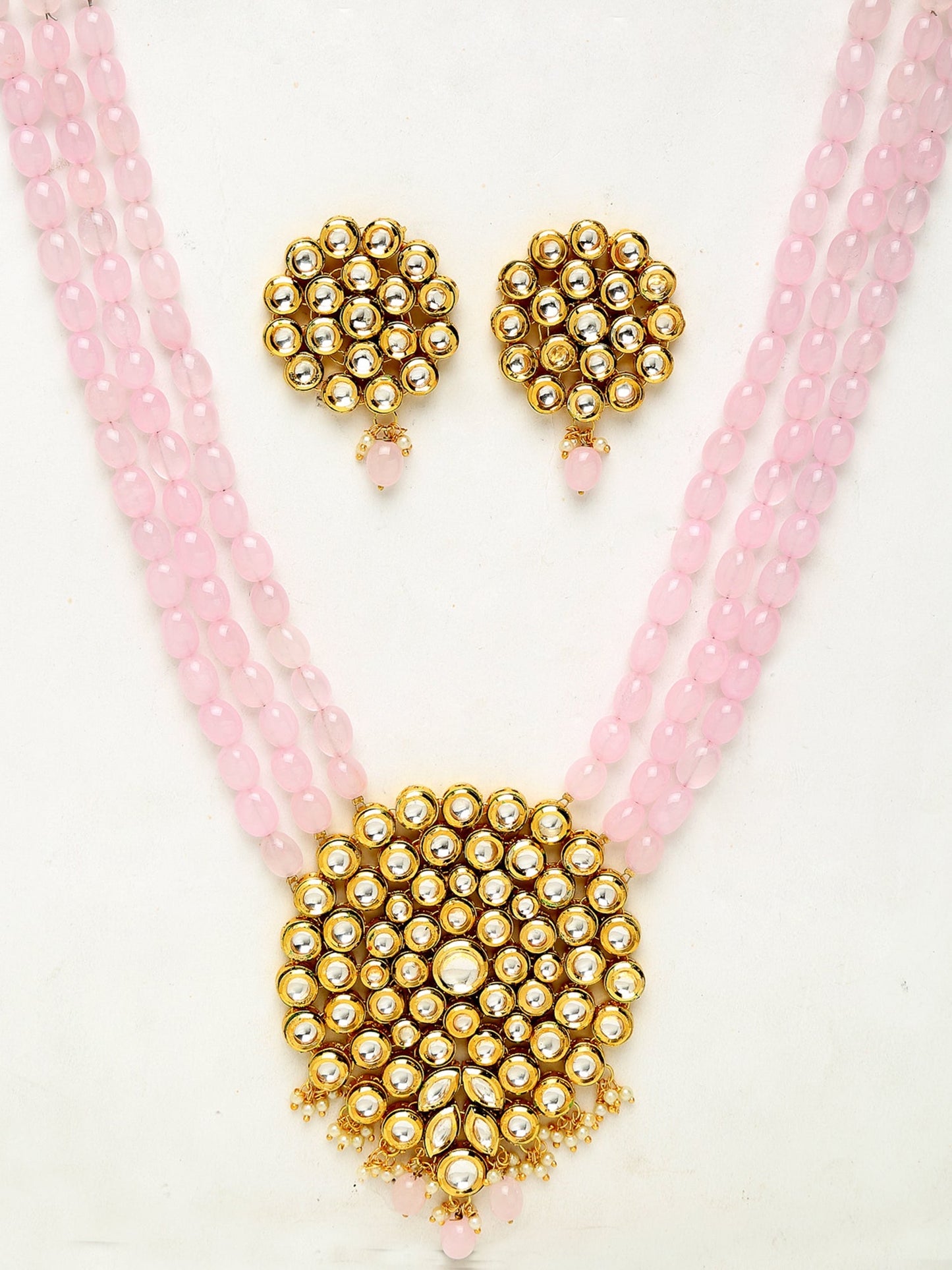 Kundan Neckpiece With Earrings - Ruby Raang