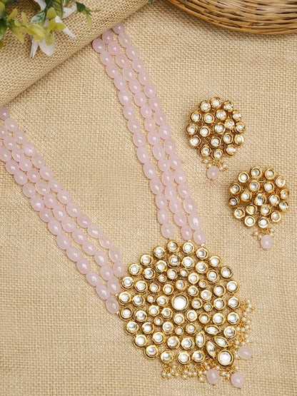 Kundan Neckpiece With Earrings - Ruby Raang