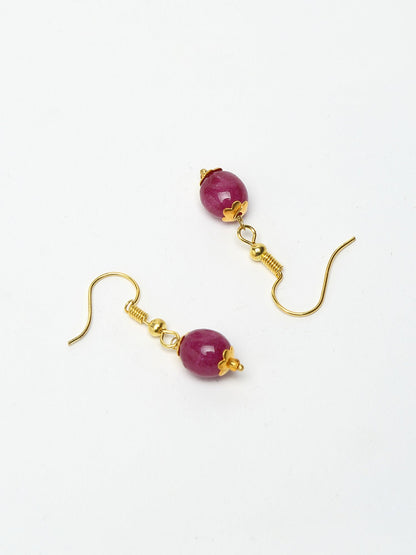 Layered Maroon Neckpiece With Earrings - Ruby Raang