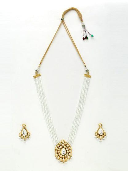 Kundan Neckpiece With Earrings - Ruby Raang