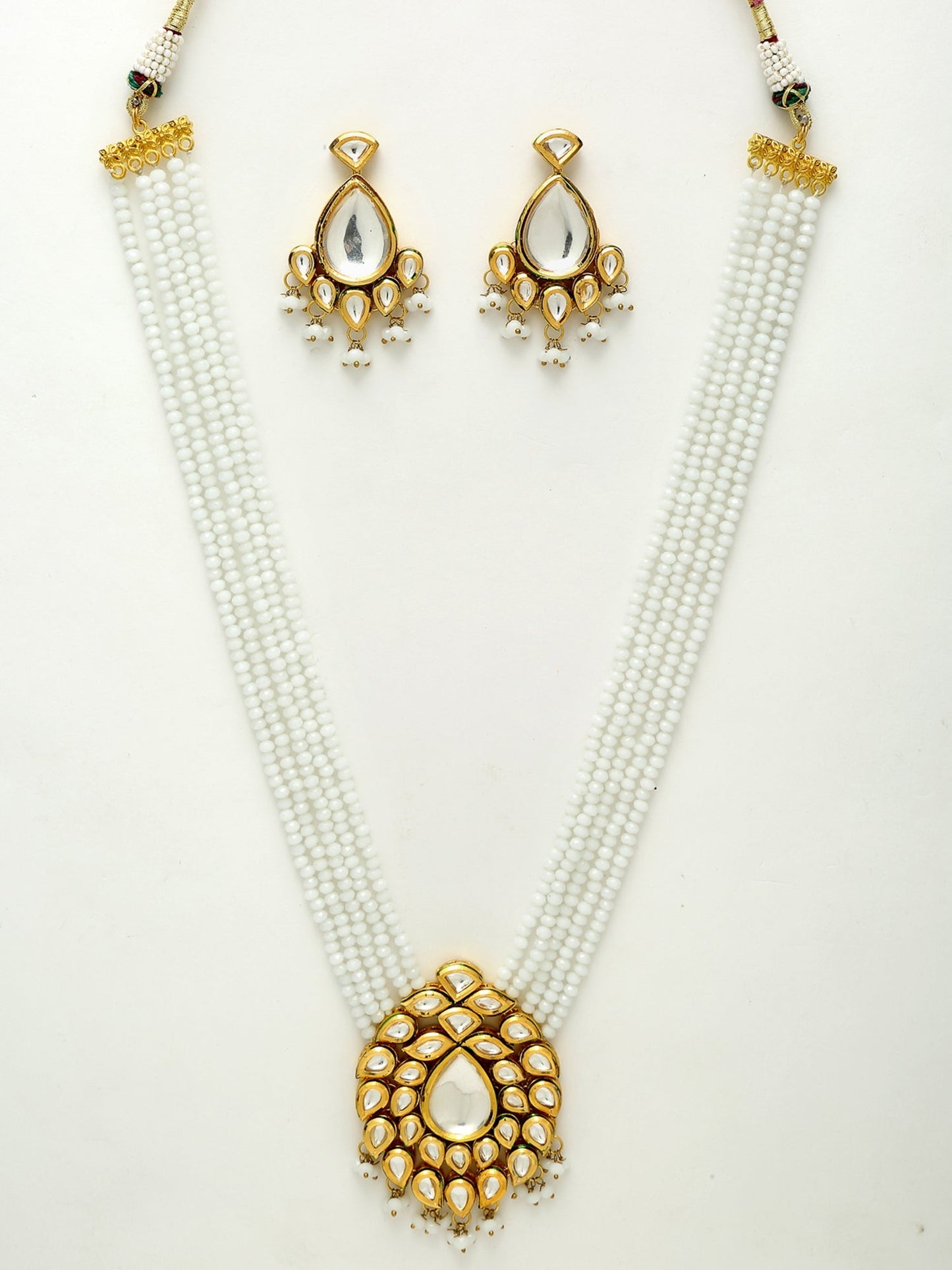Kundan Neckpiece With Earrings - Ruby Raang