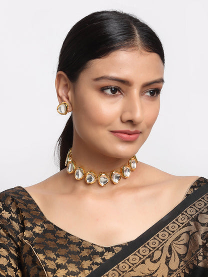 Kundan Choker With Kundan Studs - Ruby Raang