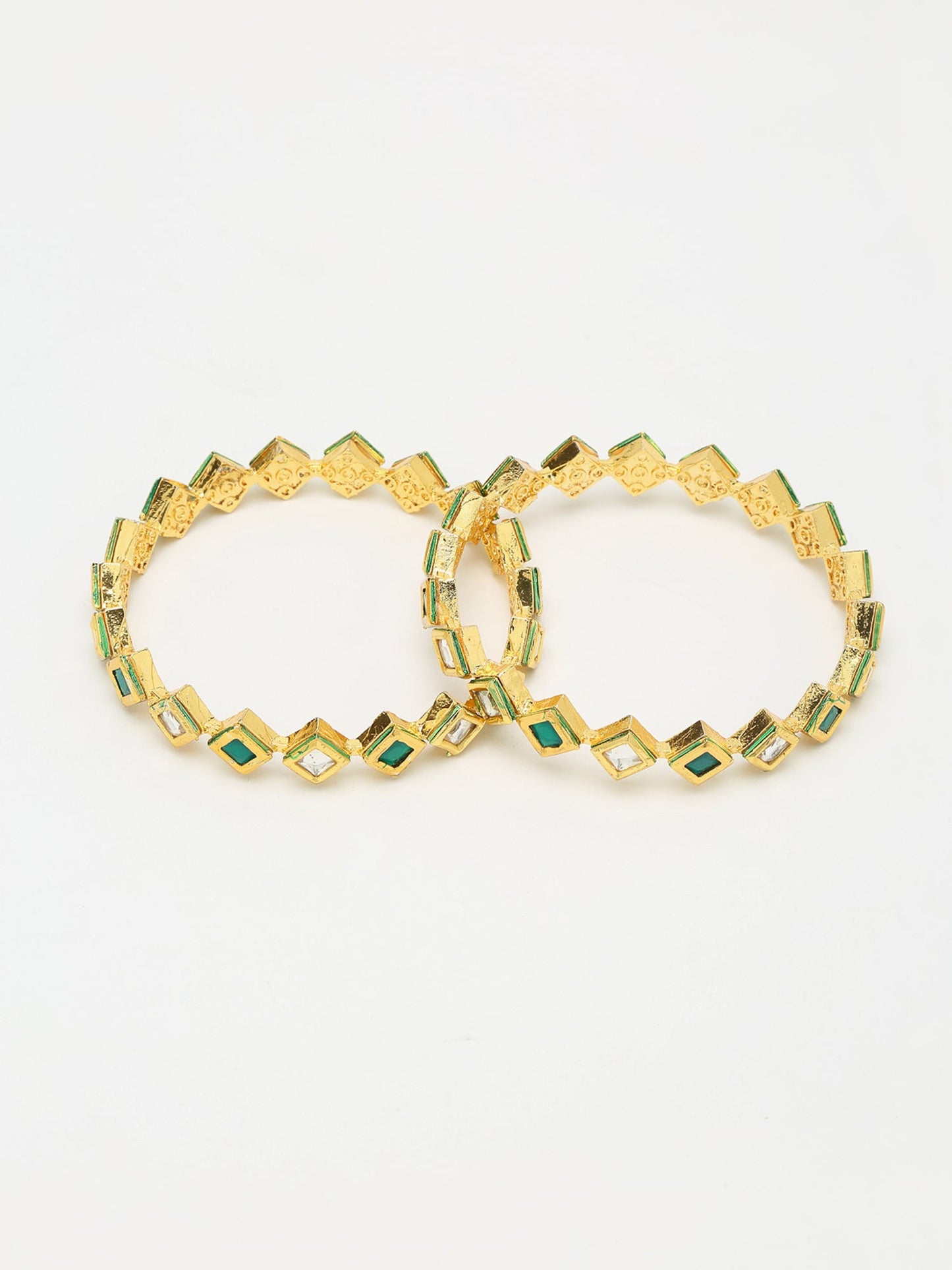 Kundan Bangles Set Of 2 - Ruby Raang