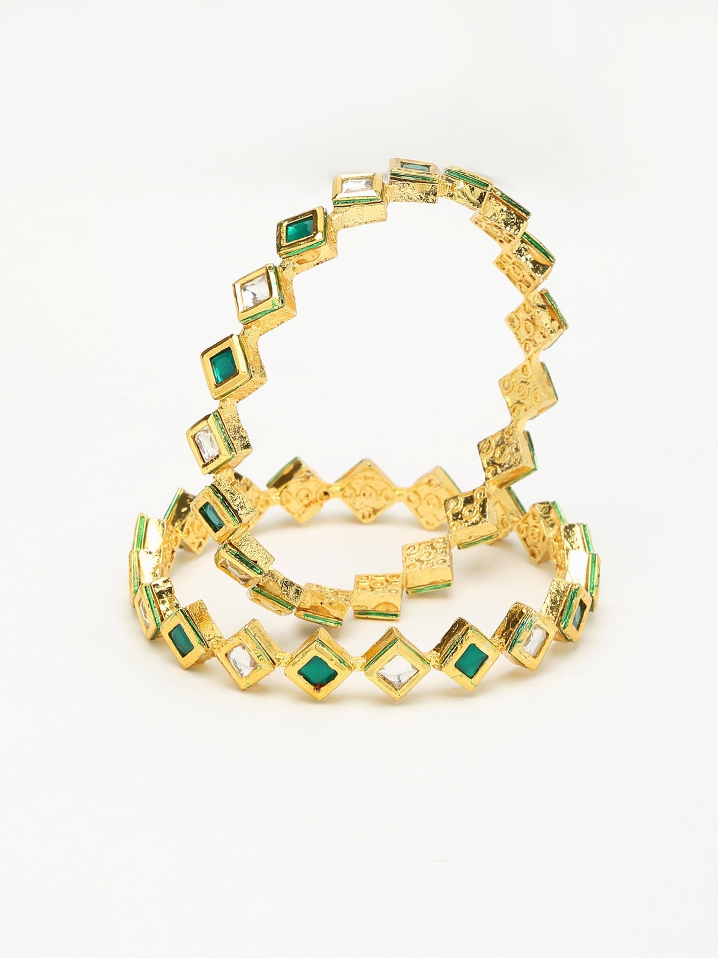 Kundan Bangles Set Of 2 - Ruby Raang