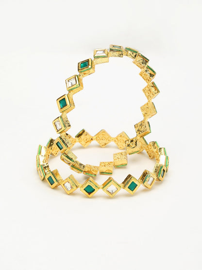 Kundan Bangles Set Of 2 - Ruby Raang
