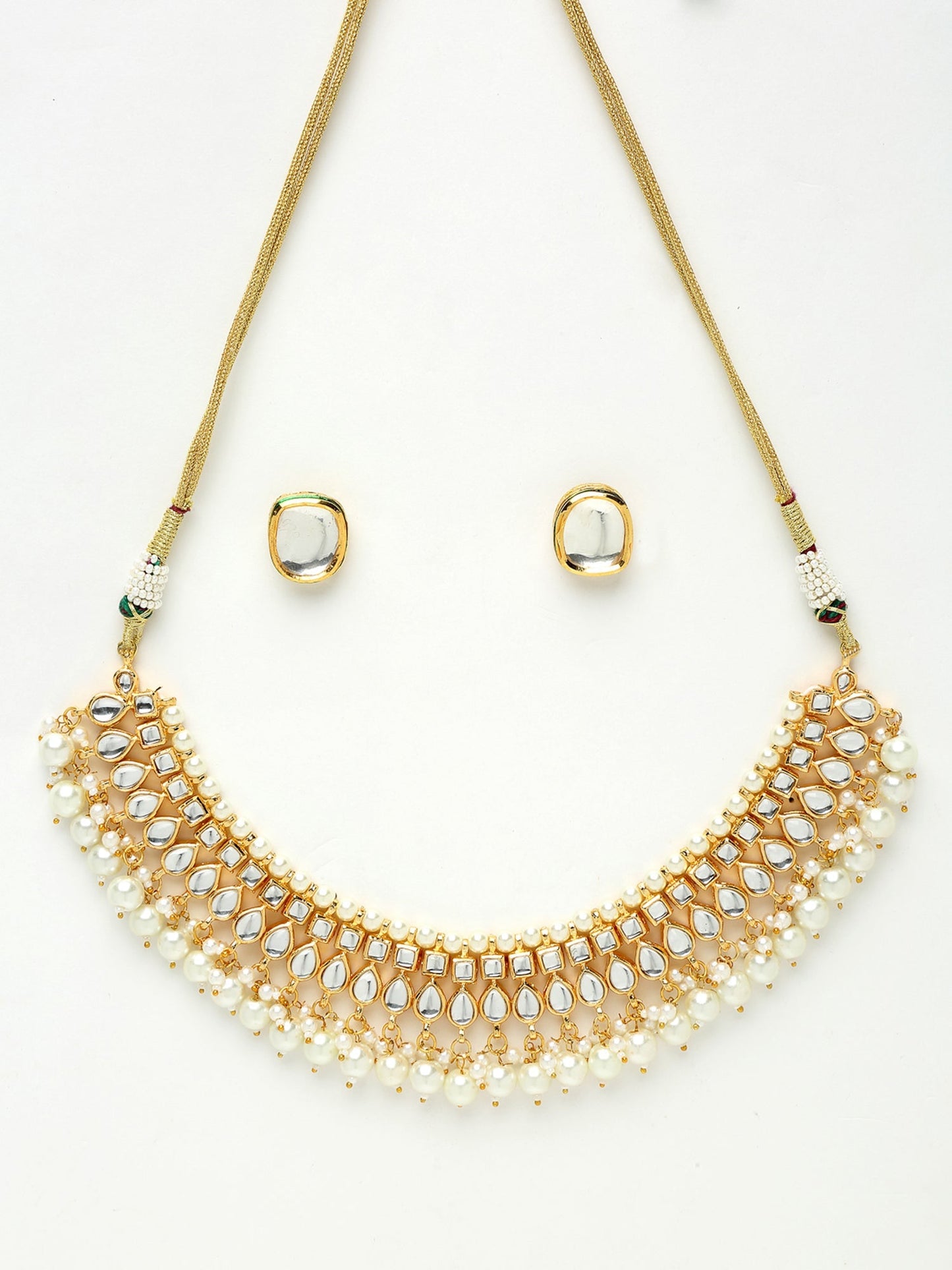 Kundan Choker With Pearls & Studs - Ruby Raang
