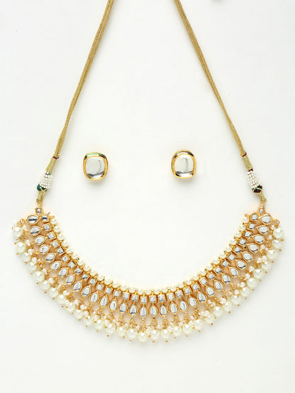 Kundan Choker With Pearls & Studs - Ruby Raang
