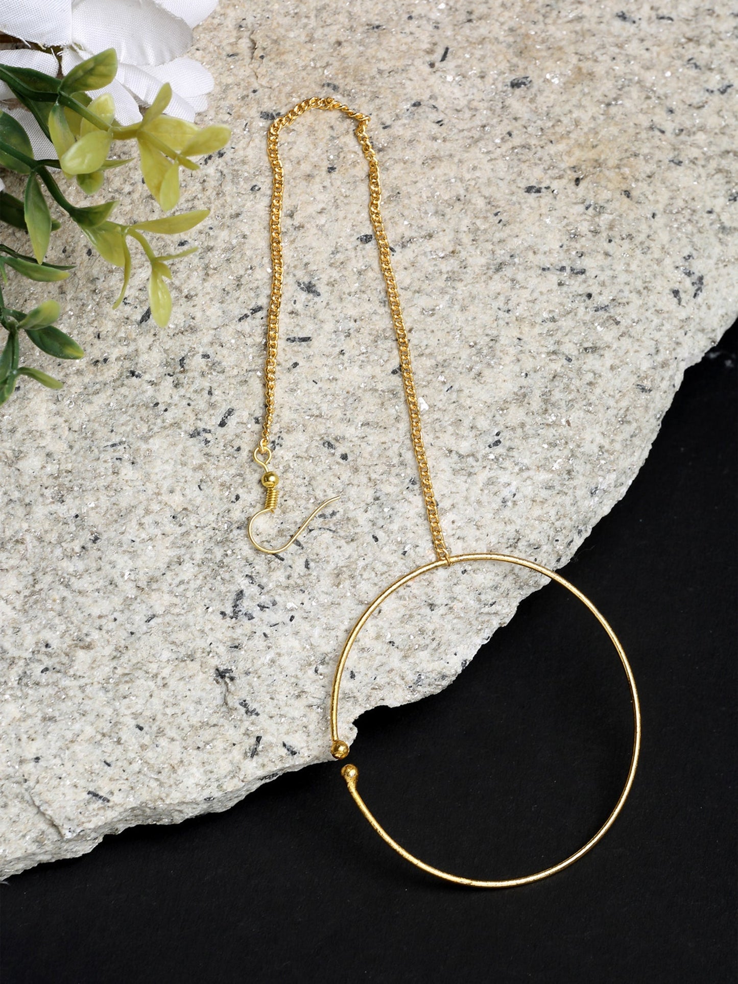 Golden Plated Nose Ring - Ruby Raang