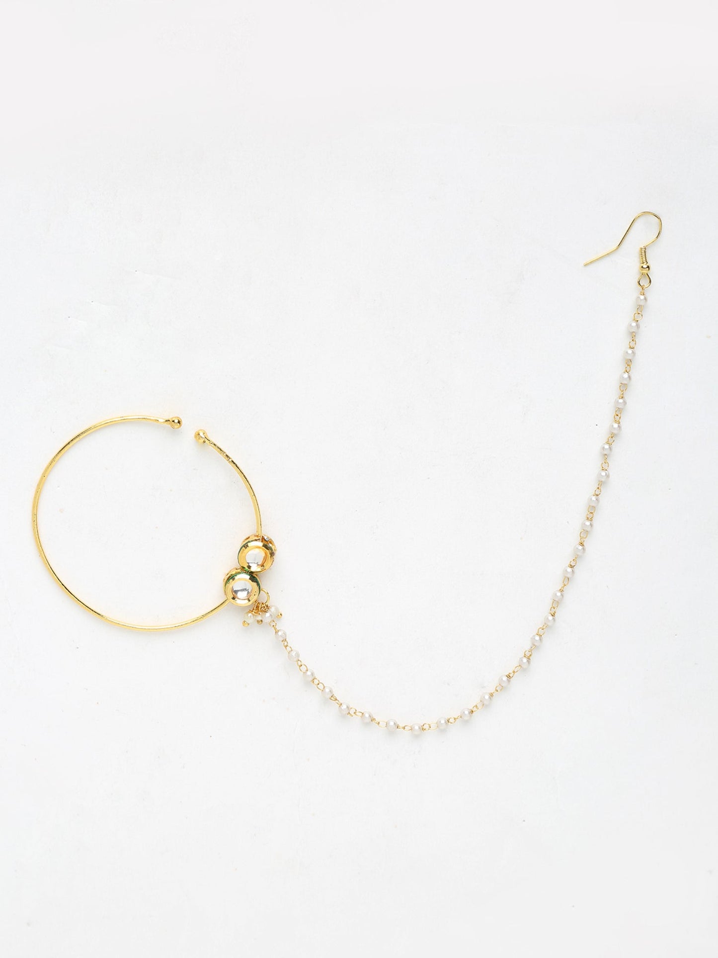 Double Kundan Nose Ring - Ruby Raang