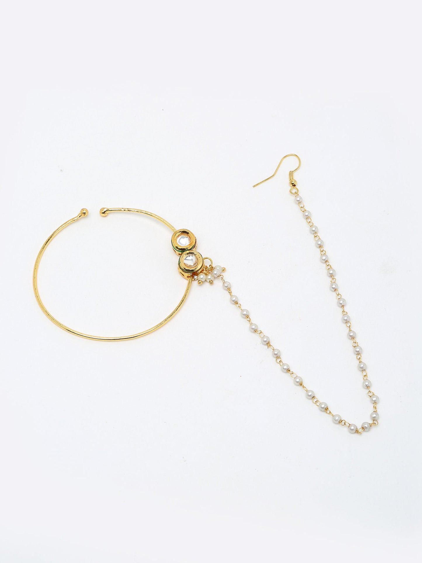 Double Kundan Nose Ring - Ruby Raang