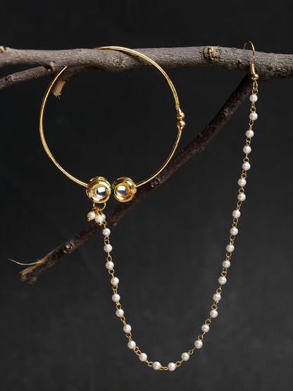 Double Kundan Nose Ring - Ruby Raang