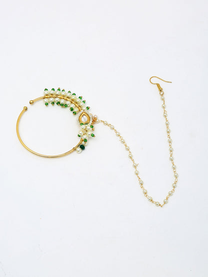 Maharani Kundan Nose Ring - Ruby Raang