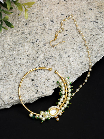 Maharani Kundan Nose Ring - Ruby Raang