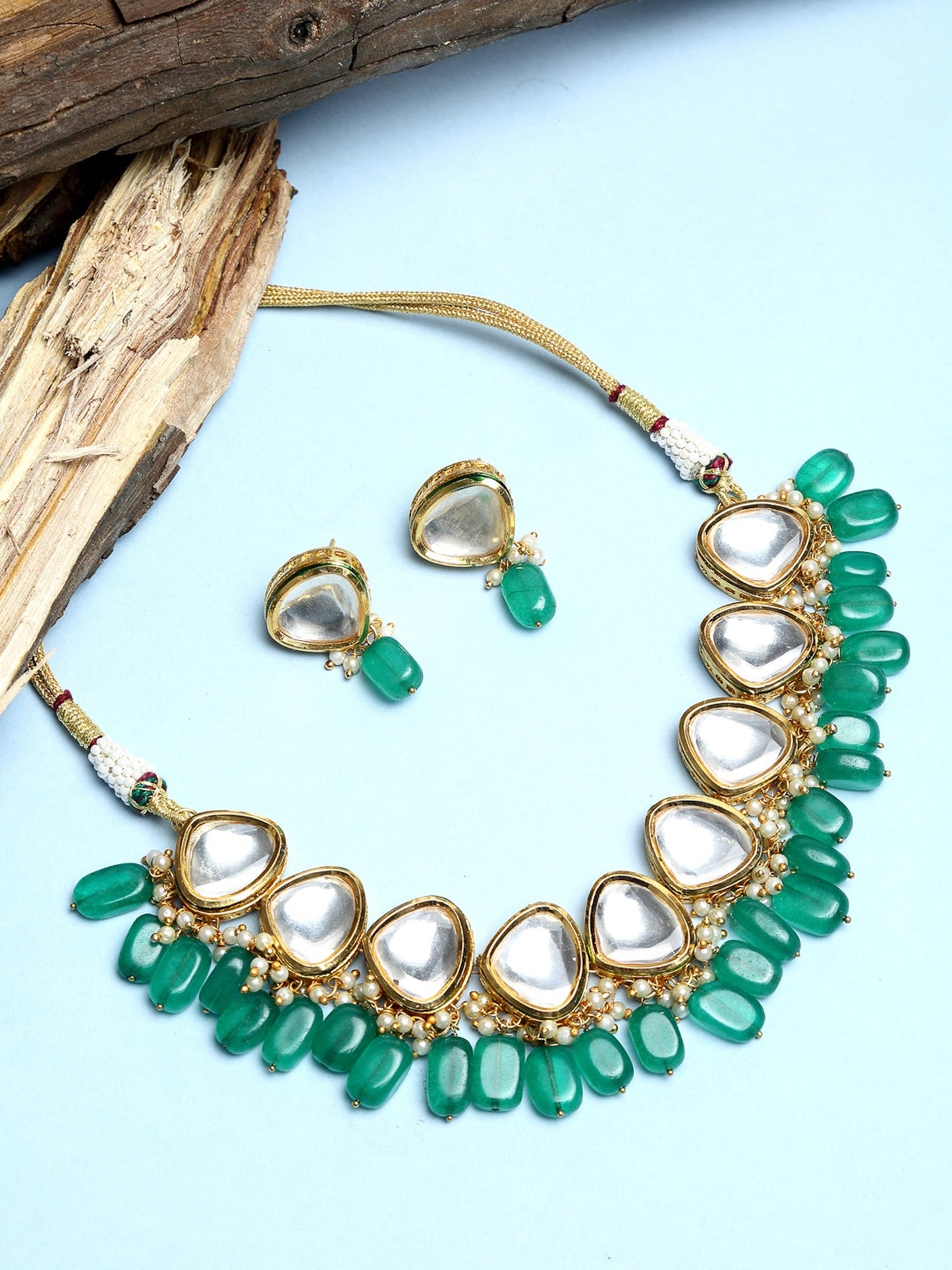 Kundan Choker With Studs - Ruby Raang