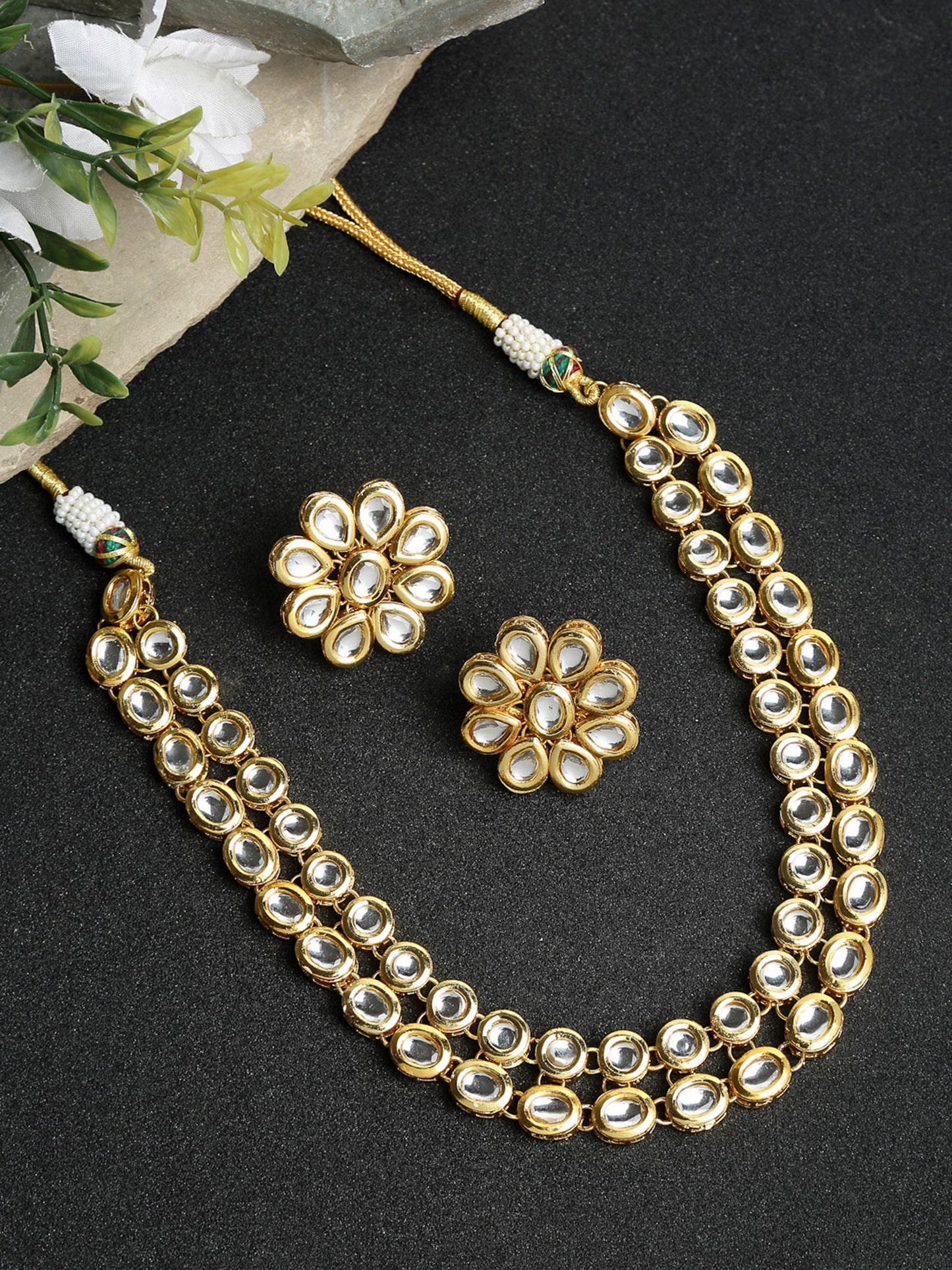 Kundan Choker With Studs - Ruby Raang (A380-58)