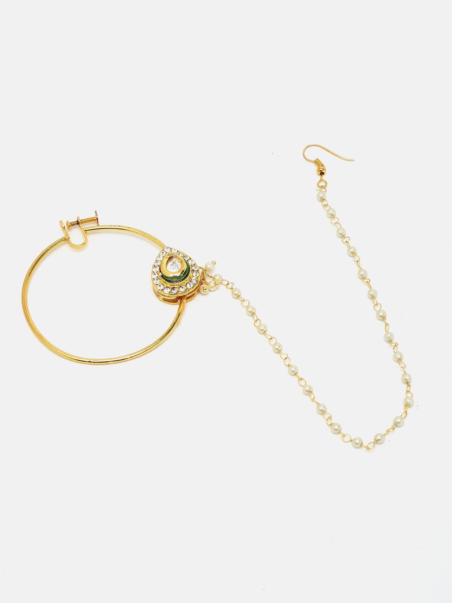Maharani Kundan Nose Ring - Ruby Raang