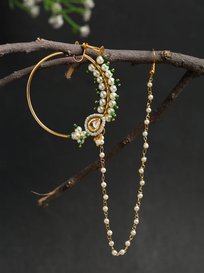 Maharani Kundan Nose Ring - Ruby Raang