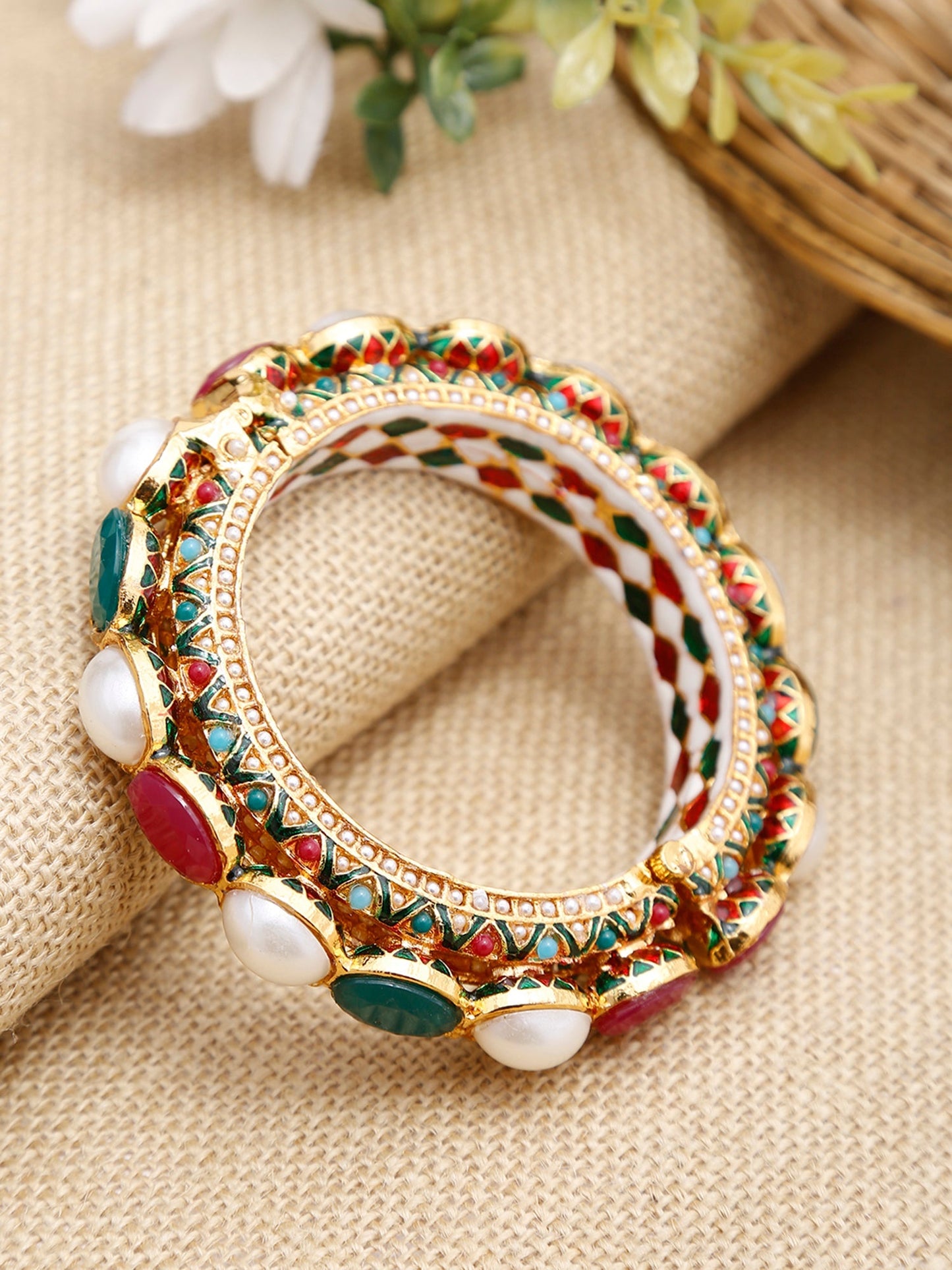 Multi Embellished Bangle - Ruby Raang