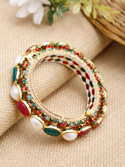 Multi Embellished Bangle - Ruby Raang
