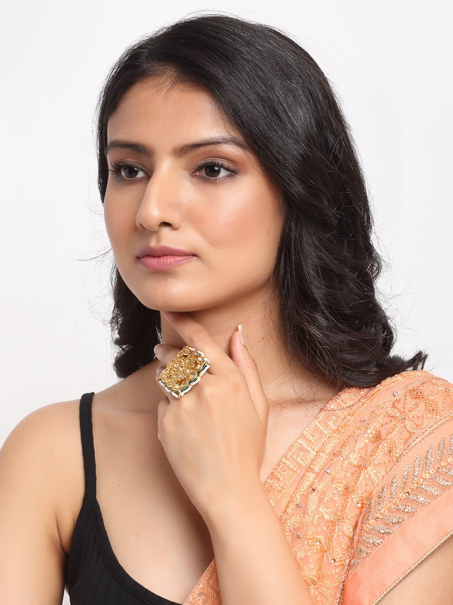 Kundan Cocktail Ring - Ruby Raang