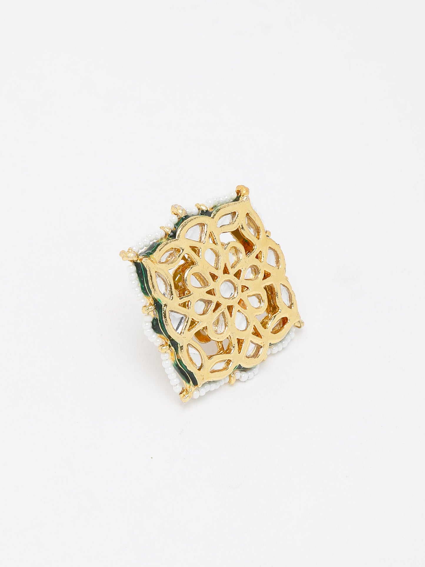 Kundan Cocktail Ring - Ruby Raang