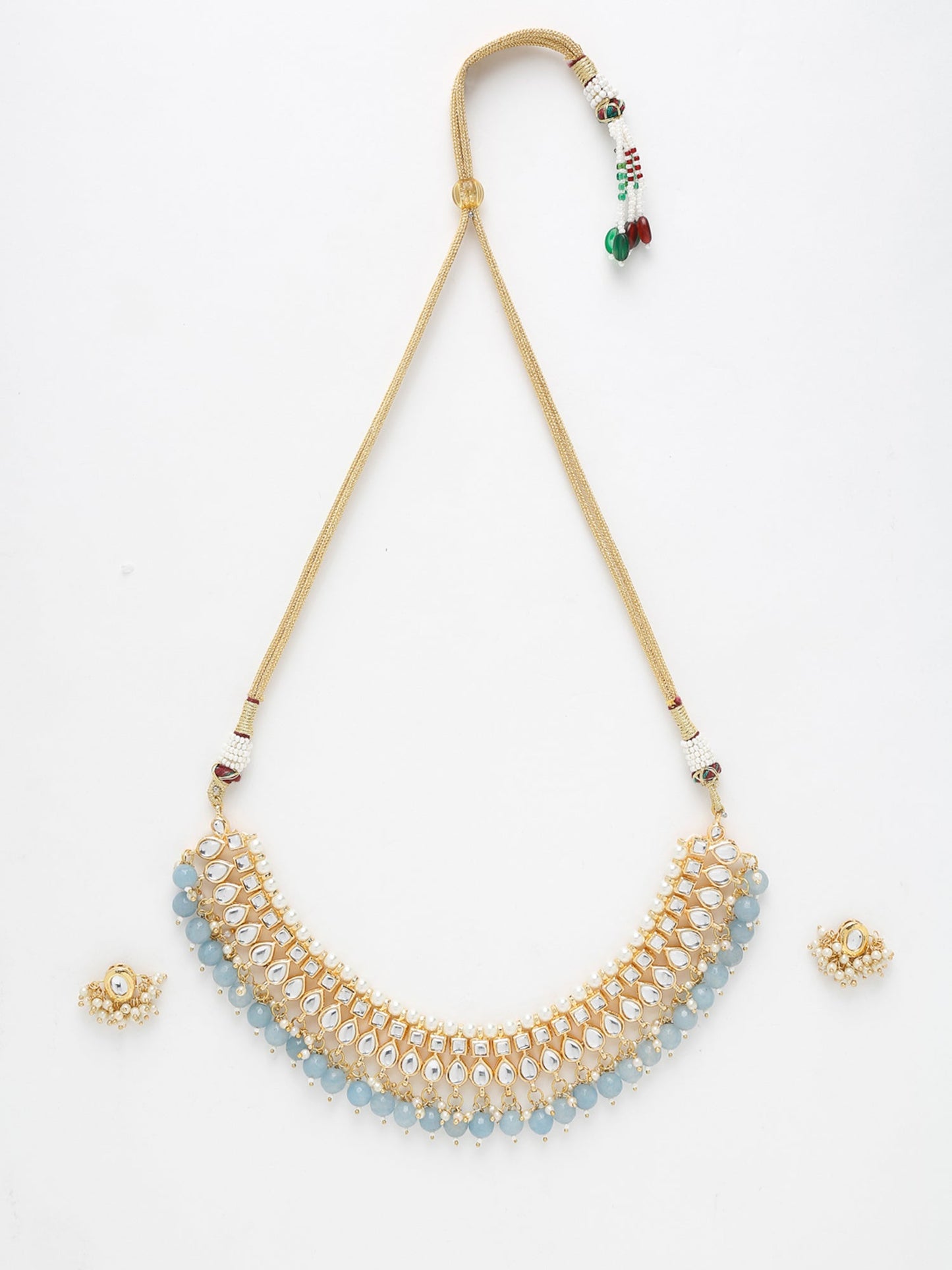 Stone Kundan Choker With Studs - Ruby Raang