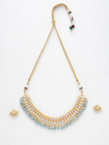 Stone Kundan Choker With Studs - Ruby Raang