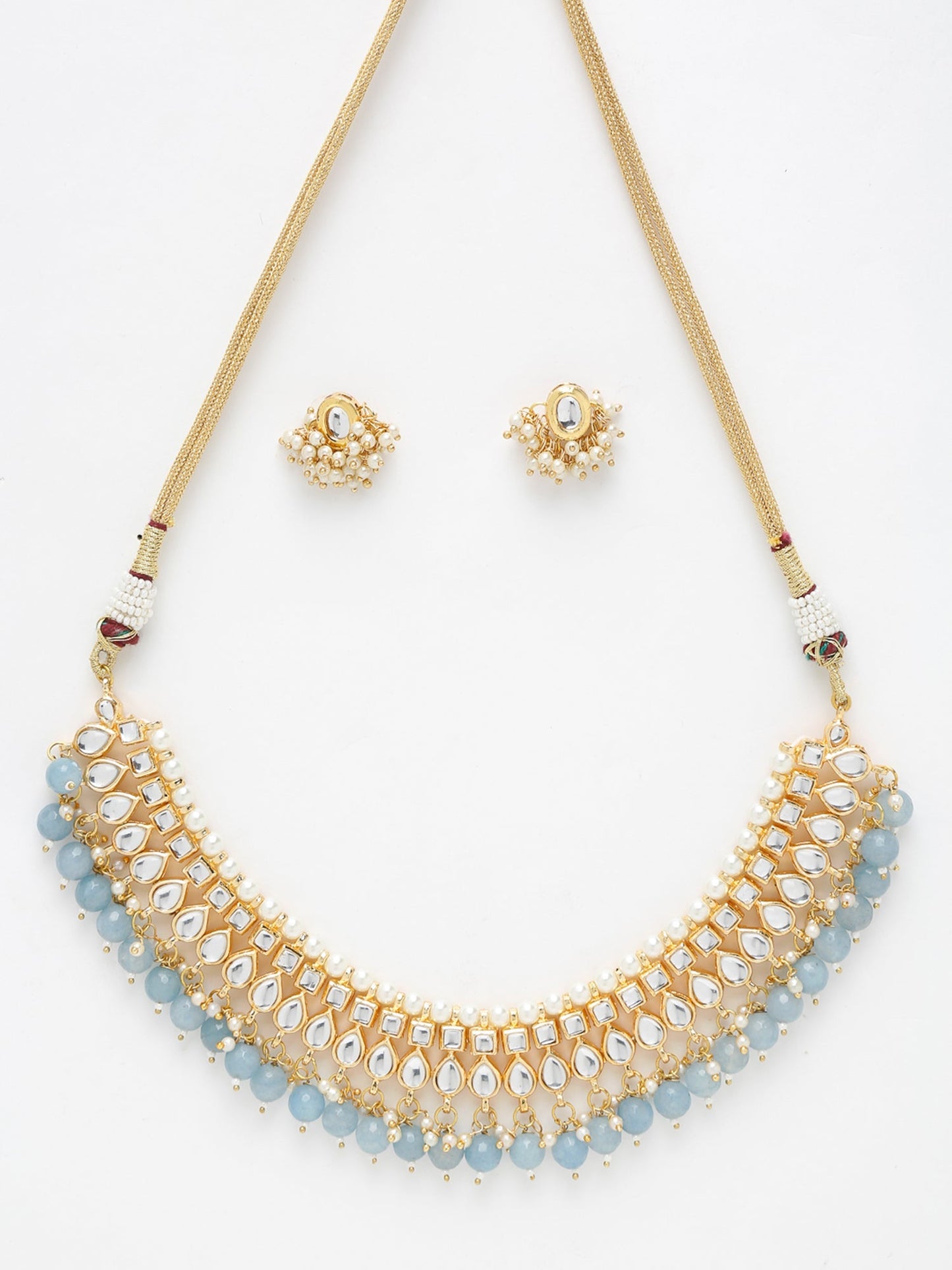 Stone Kundan Choker With Studs - Ruby Raang
