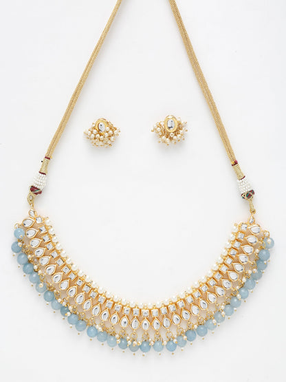 Stone Kundan Choker With Studs - Ruby Raang
