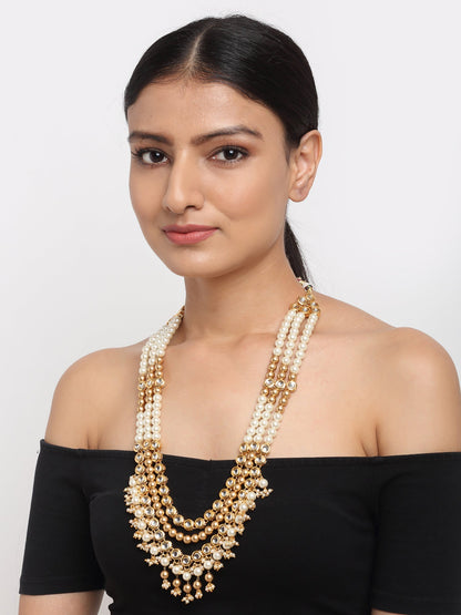 Gold-Polished And Kundan Neckpiece - Ruby Raang