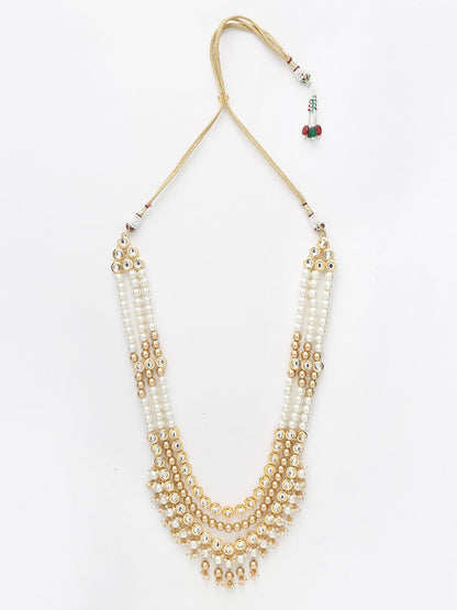 Gold-Polished And Kundan Neckpiece - Ruby Raang