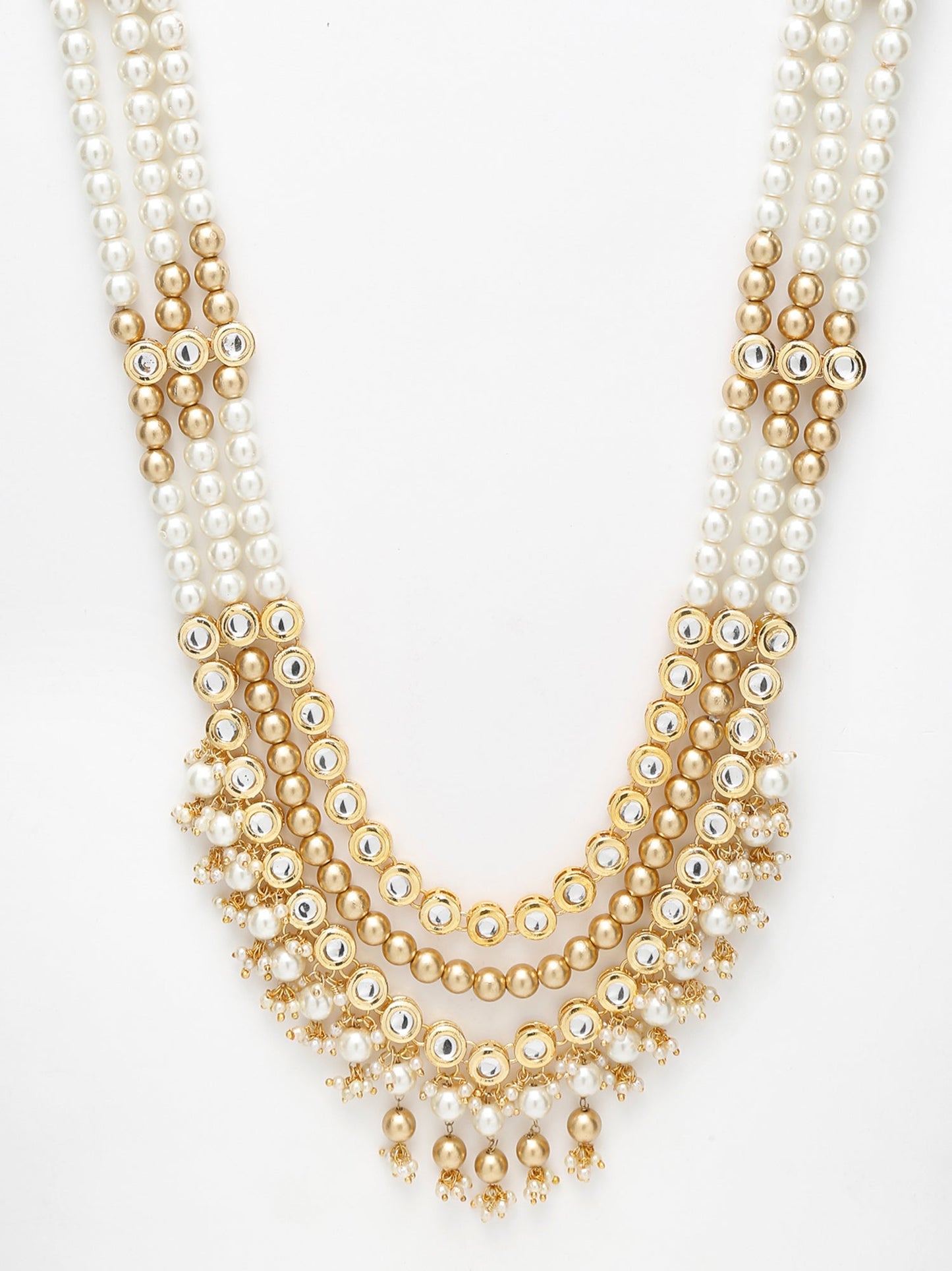 Gold-Polished And Kundan Neckpiece - Ruby Raang