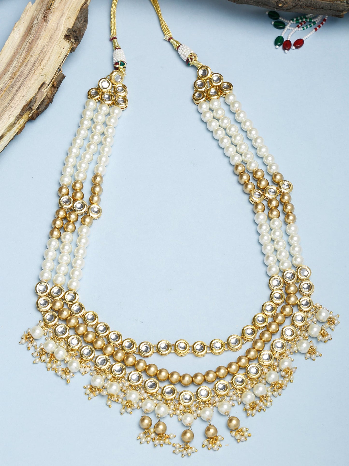 Gold-Polished And Kundan Neckpiece - Ruby Raang