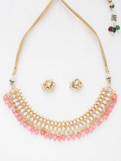 Stone Kundan Choker With Studs - Ruby Raang