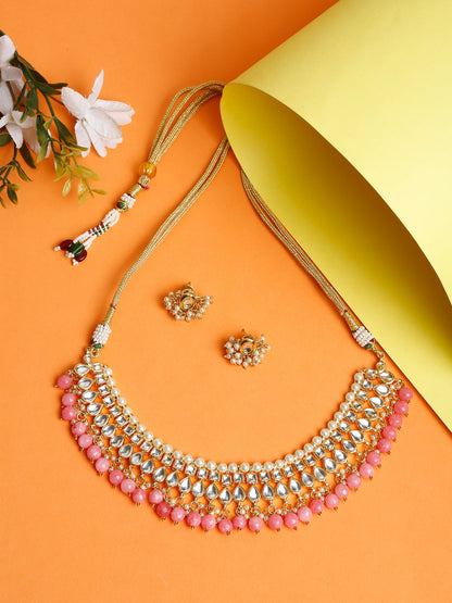Stone Kundan Choker With Studs - Ruby Raang