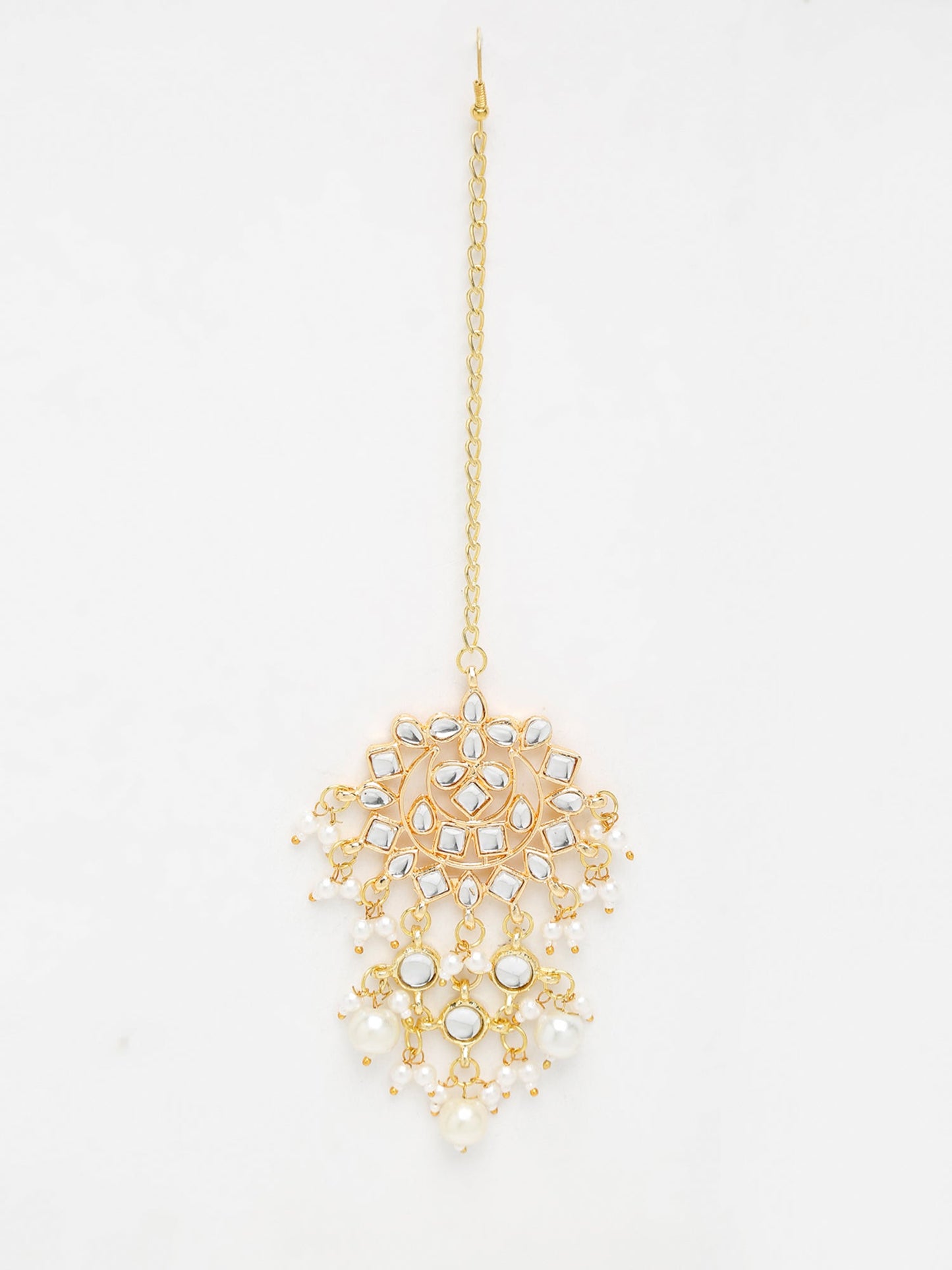 Kundan & Pearl Maang Tikka - Ruby Raang
