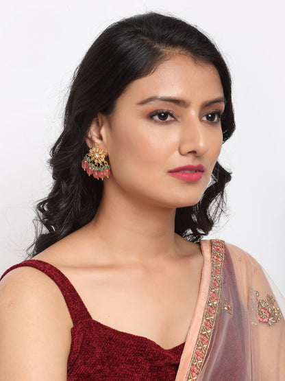 Stone Kundan Earrings - Ruby Raang