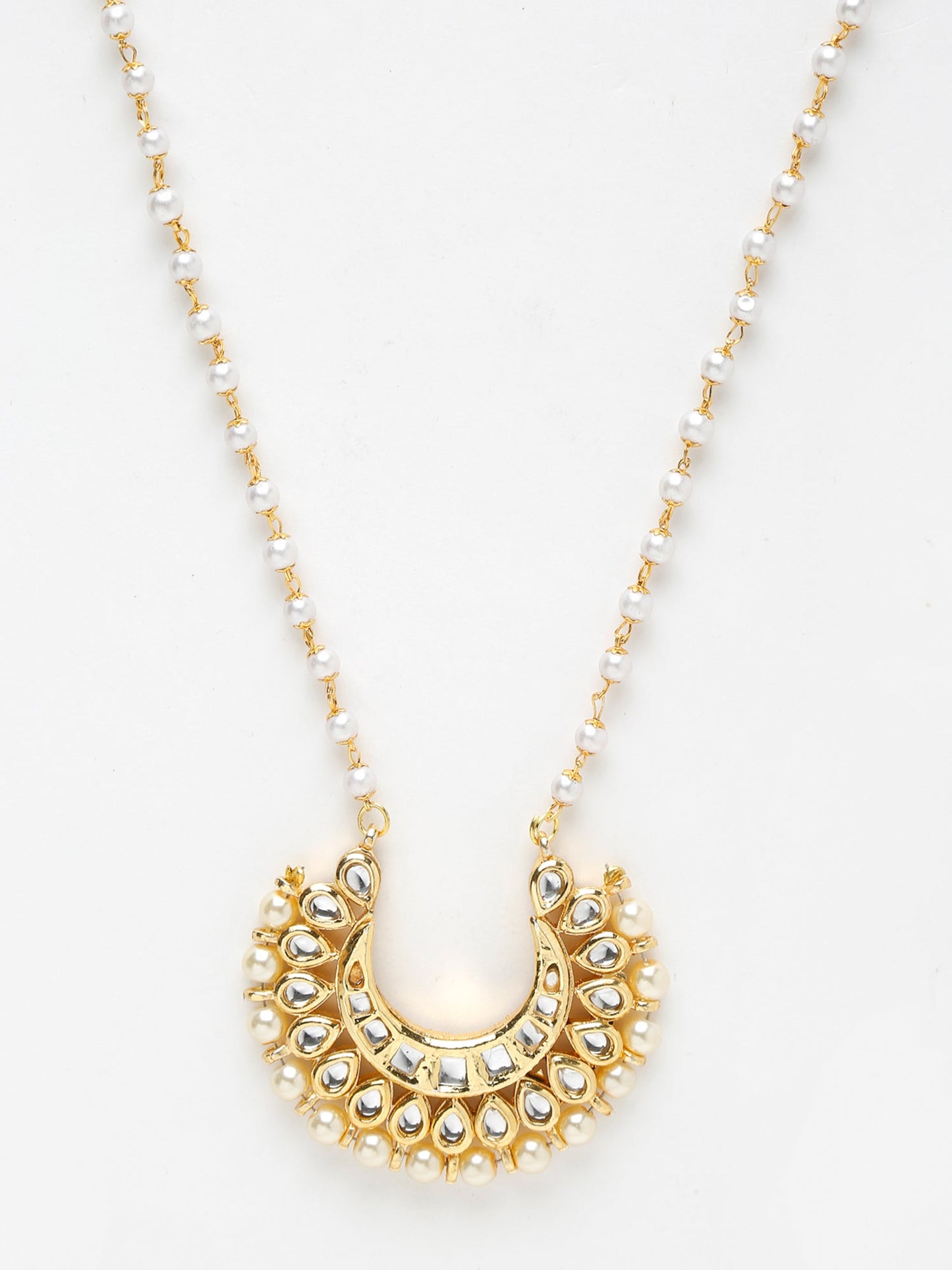Long Kundan Pearl Neckpiece - Ruby Raang