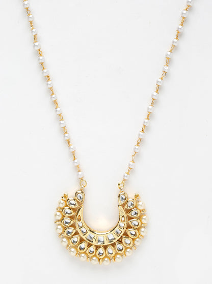 Long Kundan Pearl Neckpiece - Ruby Raang